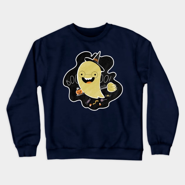 Cute Witch Ghost Crewneck Sweatshirt by superdupertees